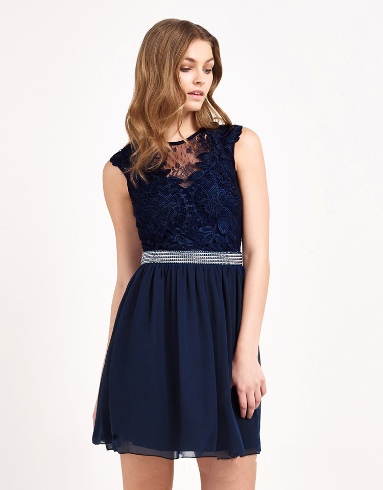 F2506 Euro Lace Panel Sexy A Line Dress